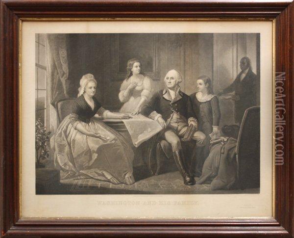 Washington And His Family Oil Painting - William Sartain