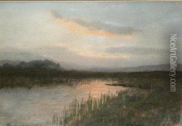 Mooreland Stream At Sunset Oil Painting - William Percy French