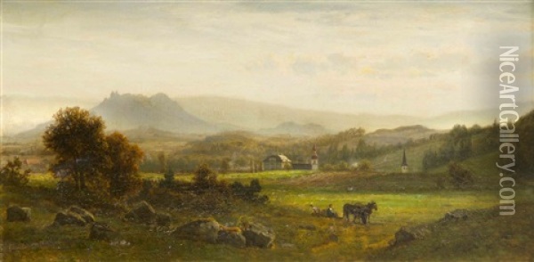 Bauer Mit Gespann Bei Sonnenaufgang Oil Painting - Wilhelm Kuehling
