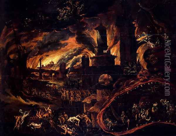 Hell Scene Oil Painting - Jacob Isaacsz