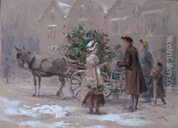 The Christmas Holly Vendor Oil Painting - George Goodwin Kilburne