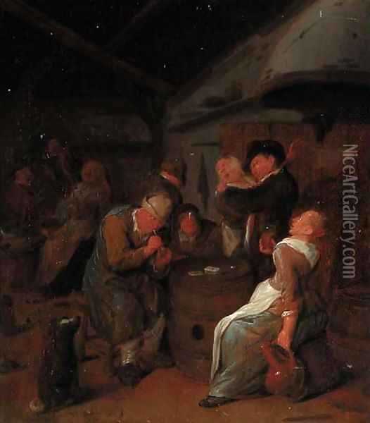 Peasants carousing in a tavern Oil Painting - Jan Miense Molenaer
