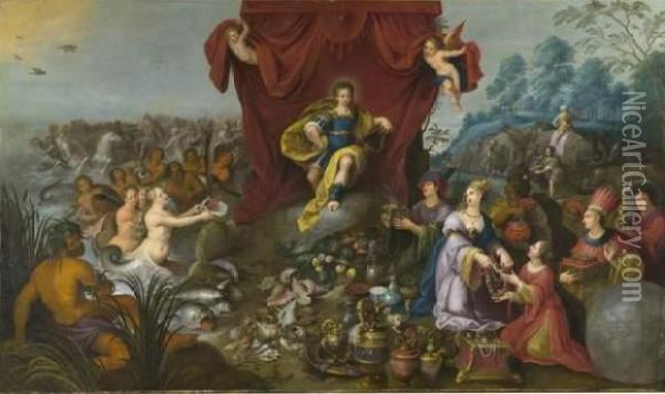Le Monde Rendant Hommage A Apollon Oil Painting - Hans III Jordaens