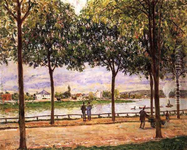 Promenade of Chestnut Trees Oil Painting - Alfred Sisley