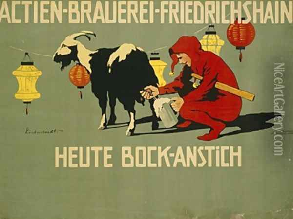 German advertisement for Bock beer Oil Painting - Hans Lindenstaedt