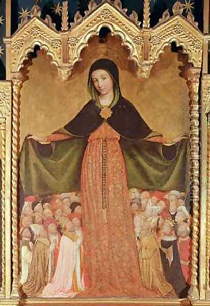Virgin of the Misericordia detail of the central panel 1422 Oil Painting - Jean Miralhet