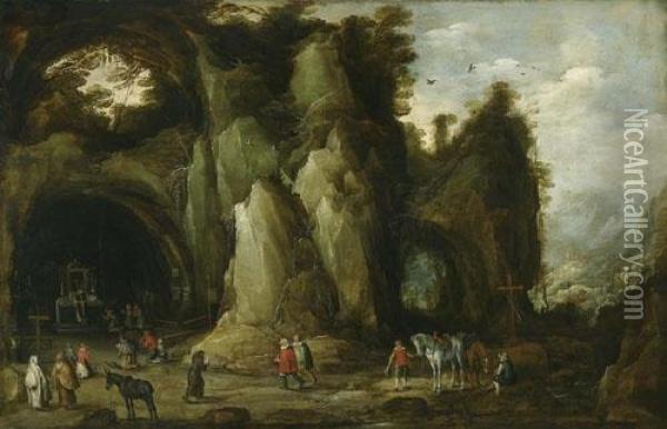 Gottesdienst In Einer Grotte. Oil Painting - Joos De Momper