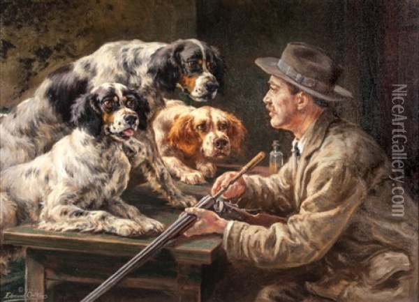 Self Portrait With Three Setters Oil Painting - Edmund Henry Osthaus