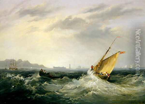 Cheshire at the Mouth of the River Mersey, 1838 Oil Painting - Frederick Calvert