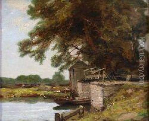 At The Lock-gates Oil Painting - James Campbell Noble