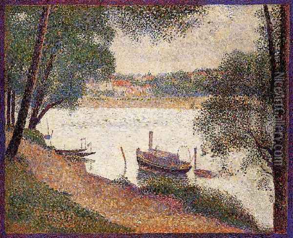 The Seine At La Grande Jatte In The Sprin Oil Painting - Georges Seurat