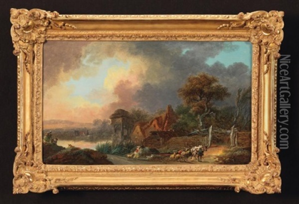 Paysage Au Moulin Oil Painting - Nicolas-Jacques Juliard