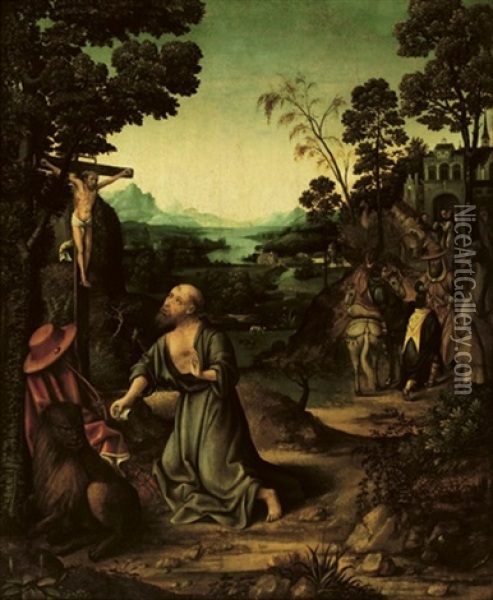 The Penitent Saint Jerome In The Wilderness Oil Painting - Joachim Patinir