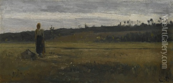 Paysanne Dans Un Champ, La Varenne-saint-hilaire Oil Painting - Camille Pissarro