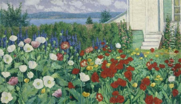 Garden, Ironbound Island, Maine Oil Painting - John Leslie Breck