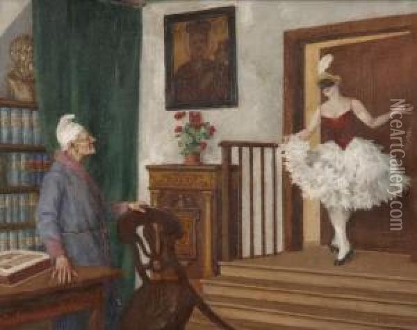 La Danseuse Et Le Vieillard Oil Painting - Josef Wischniowsky