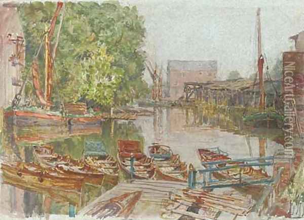 Tonbridge, the wharf Oil Painting - Henry Robert Robertson
