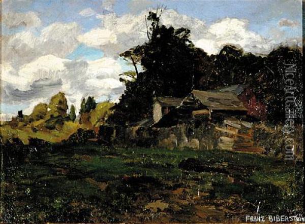Cottage And Wall Oil Painting - Franz Biberstein