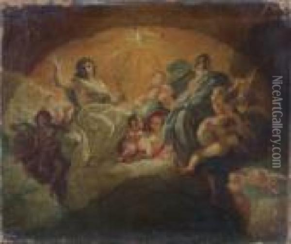 La Sainte Trinite Oil Painting - Giovanni Battista (Baciccio) Gaulli