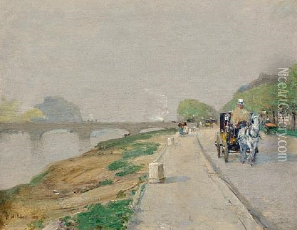 Banks Of The Seine Oil Painting - Childe Hassam