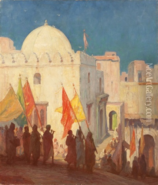 The Procession, Tangier Oil Painting - Gordon Coutts