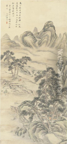 Landscape After Wang Meng Oil Painting - Huang Jun
