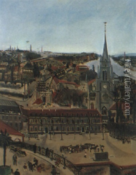 Bougival Oil Painting - Lucien Adrion