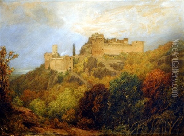 Countryside With A Castle's Ruin Oil Painting - Johann Novopacky