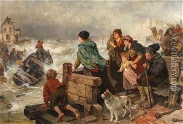 Storm By The Coast Oil Painting - Rudolf Jordan