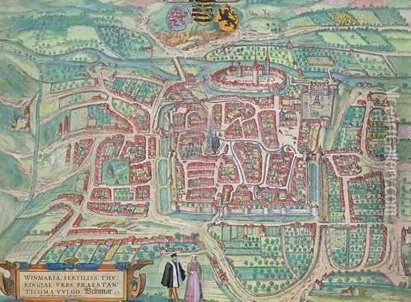 Map of Weimar from Civitates Orbis Terrarum Oil Painting - Joris Hoefnagel