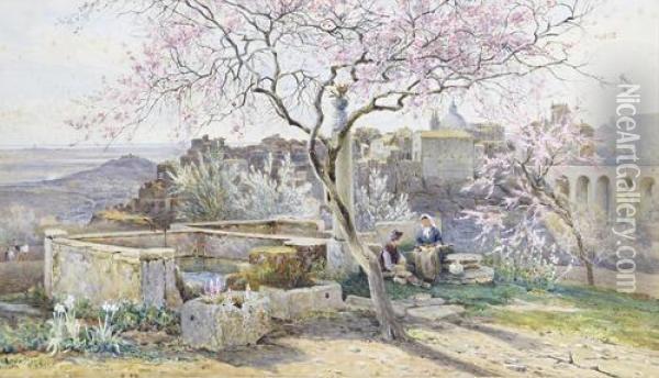 In A Garden Near Rome Oil Painting - Charles Earle