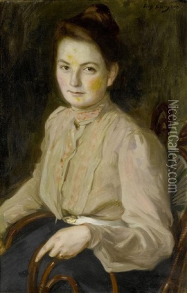 Portrait Einer Sitzenden Dame Oil Painting - Fritz Burger