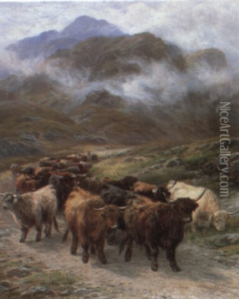Highland Drove In Glencoe Oil Painting - Henry Garland