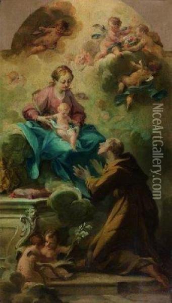 Saint Antoine De Padoue Recevant L'enfant Jesus De La Vierge Oil Painting - Etienne Antoine Parrocel