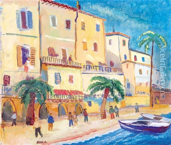 Mediterranean Harbour Oil Painting - Endre Vadasz