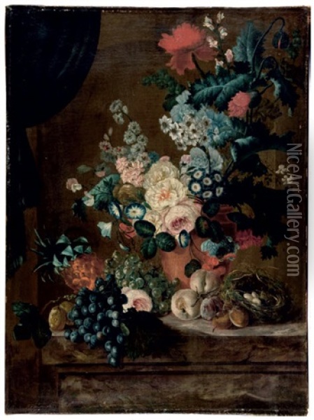 Stilleben Mit Blumen Und Fruchten Oil Painting - Jacobus Linthorst
