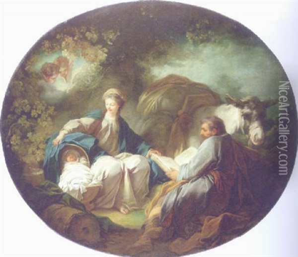 The Rest On The Flight To Egypt Oil Painting - Jean-Honore Fragonard