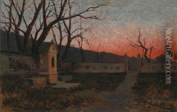 Sunset At The Entrance To A Park Oil Painting - Francesco Filippini