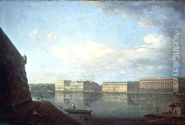 The Palace Embankment seen from the Peter and Paul Fortress, St. Petersburg Oil Painting - Fedor Yakovlevich Alekseev