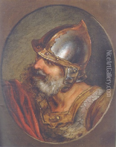 Head Of A Roman Soldier Oil Painting - Philip James de Loutherbourg