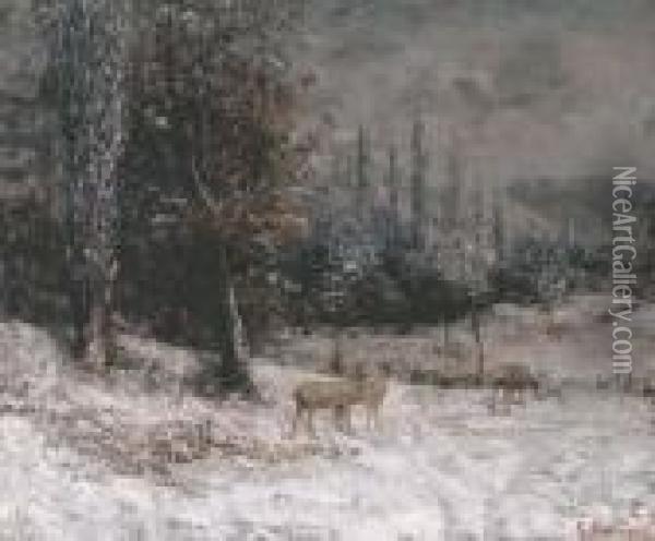 Chevreuils Dans La Neige Oil Painting - Gustave Courbet