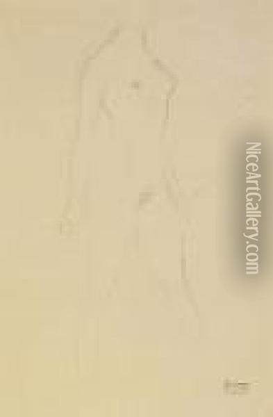 Standing Nude Female Oil Painting - Gustav Klimt