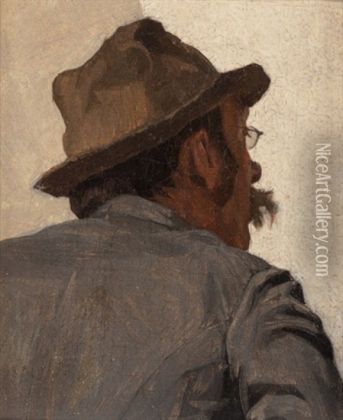 Man From The Back With Glasses Oil Painting - Louis Charles Moeller
