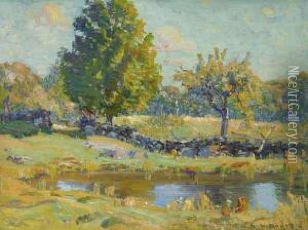 The Stone Wall Oil Painting - George Loftus Noyes