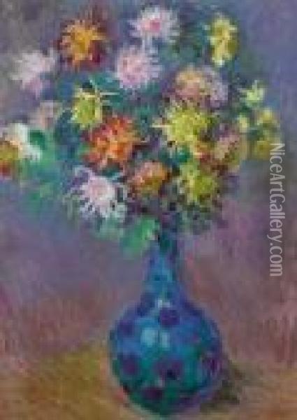 Vase De Chrysanthemes Oil Painting - Claude Oscar Monet