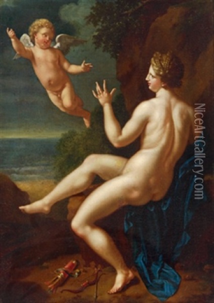 Diana Und Amor,b. Frans Van Douven Oil Painting - Frans Bartholomeus Douven