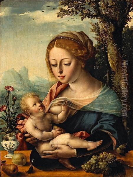 The Madonna Nursing The Christ Child Oil Painting - Italian Unknown Master