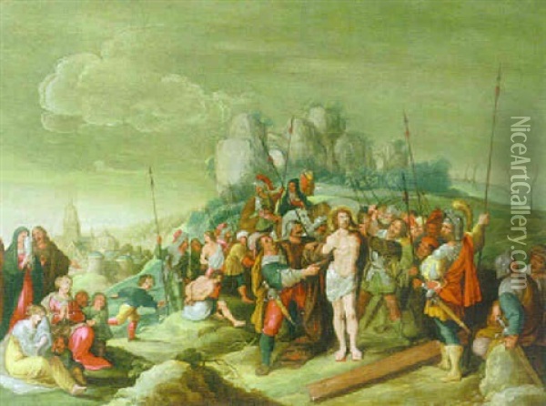 Christ On The Road To Calvary Oil Painting - Cornelis de Baellieur the Elder