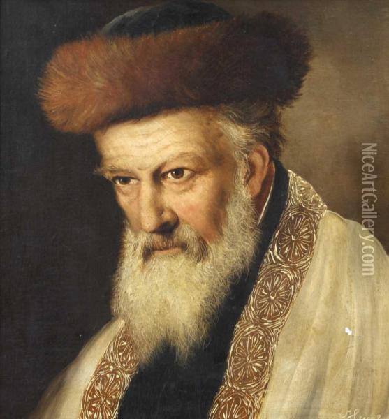 Bartiger Rabbi Oil Painting - Johann Adalbert Heine
