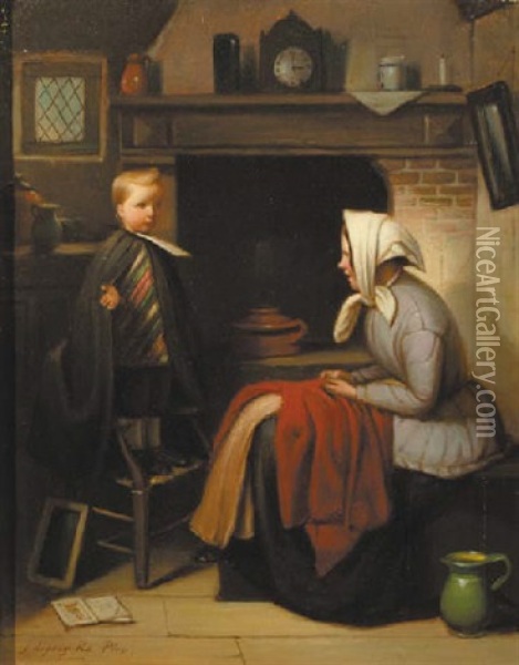 Practicing The Sermon Oil Painting - Jacob De Jong